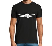 Camiseta Hombre Manga Corta Puño Baquetas Batería Baterista Música Rock Heavy Metal Percusión laTostadora