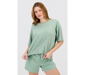 Doone Pink Touch - Verde - Camiseta Boxy Mujer talla M