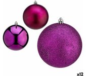 Set de bolas de navidad morado plástico 10 x 13 x 10 cm (12 unidades)