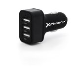 Cargador universal phoenix phcarcharger3usb para coche - mechero 5v - 3 x usb 7.2a negro acabado en silicona