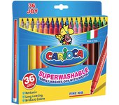 Carioca 40237/B Caja de rotuladores con tinta lavable, punta fina sintética, 36 unidades, multicolor, 36 rotuladores