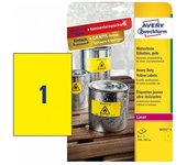 Paquete 8 hojas etiquetas amarillas de poliéster-impresoras láser-210 x 297 mm avery l6111-8