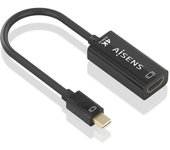 Cable conversor aisens a125-0904/ mini displayport macho - hdmi hembra/ 15cm/ negro