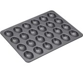 MasterClass KCMCHB92 Mini bandeja para magdalenas con antiadherente libre de PFOA, robusto acero al carbono de 1 mm, molde para pastel con 24 orificios, gris