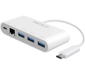 Macally UC3HUB3GBC Adaptador USB-C 3.1 a 3 Puertos USB-A + 1 Puerto Ethernet y 1 Puerto USB-C