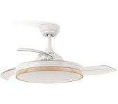 Create Wind Clear Ventilador de Techo LED con Aspas Retráctiles WiFi 40W Blanco/Madera