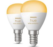 Philips Hue White Ambiance Bombilla esférica - Bombilla inteligente E14 - (paquete de 2)