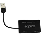 hub 3 puertos usb 2.0 + lector multitarjeta approx appht8 negro