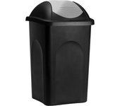 Cubo de basura negro/gris plástico 68x41x41cm 60L