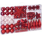 Set de 102 diferentes adornos bolas de navidad Rojo