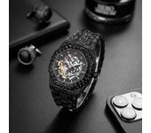 Automatic Watch For Men Luxury Full Green Ice Out Business Tourbillon Watches Bling Diamond Gold Male Mechanical Wristwatch