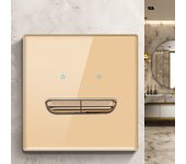 Wall Light Switch Chrome Toggle Press Button Tempered Glass Plate Blue LED Light 1 2 3 4 Gang White Black Gray Gold
