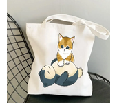 Woman Summer Shopper Cat Shopping Bag Folding Canvas Tote Travel Bags Designer Handbags Beach Cloth Shoulder Ladies Fabric