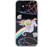 Funda original compatible con iPhone 12 Mini con un diseño de Bob Esponja Caballito Arcoiris