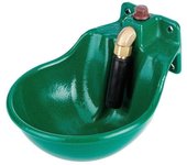 Bebedero Metálico de Empujador para Caballos. Verde. 22x28x18 cm