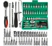 46pc Drive Socket Set 1/4 inch Ratchet Wrench Set with Sockets Metric Hex Bit Socket Set Mechanic Tool Kits for Hous Auto Repair