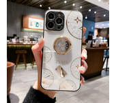 Fashion Glitter Diamond Phone Case  for IPhone 16 Pro Max 15 14 13 12 11 XS Max 7 8 Plus Time Clock Ring Holder Phone Case