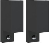 vidaXL Lámparas de pared de exterior (2 unidades) aluminio fundido negro Con sensor No, Sí