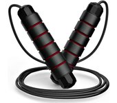Cuerda de saltar ajustable para hombres, mujeres y niños: cuerda de saltar para hacer ejercicio, quemar grasa, entrenamiento personal en casa o en el gimnasio (roja)