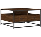 vidaXL Mesa de centro madera de ingeniería 80x80x45 cm Roble ahumado, Marrón roble, Mesita de Salón o Comedor o Auxiliar Mesa de Café Meuble Salón