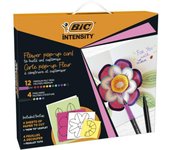 BIC Intensity Set para Tarjeta Pop-Up con Forma de Flor con 12Rotuladores, 4Rotuladores de Punta Fina y 5Hojas con Recortables Impresos, Colores Surtidos, Set de 21Piezas