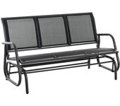 Outsunny Banco de Jardín Exterior de 3 Plazas Mecedora de Exterior con Reposabrazos Carga 300 kg para Terraza Balcón Patio 147x75x85 cm Negro