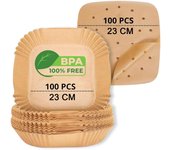 Papel perforado cuadrado para freidora de aire, 100 piezas, 20-24cm y 100 papeles para Cosori, accesorios desechables para freidora de aire