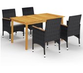 VidaXL Conjunto de jardín 1 mesa+4 sillones con cojines