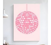 Hot Pink Disco Ball  Poster Art Self-adhesive Art Small Poster HD Quality Poster Wall Art Painting Study Wall Decoration