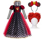 Kids The Red Queen Cosplay Dress Halloween Party Mother And Girl Family Matching Outfits Long Sleeve Sequin Princess Costume