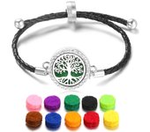 New Aromatherapy Crystal Leather Tree of Life Neutral Bracelets Essential Oil Diffuser Stainless Steel Perfume Lockets Jewelry