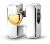 New 925 Sterling Silver Cute Gold Lucky Heart 26 Letter Series Charms Beads Fit Pan Original Bracelets DIY Gifts Fine  Jewelry