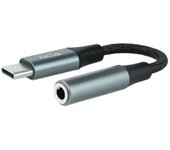 Nanocable Cable Adaptador Audio USB-C/M a Jack 3.5/H, 11 cm, Negro/Gris