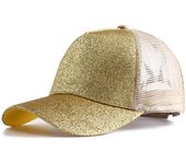 2023 New Summer Glitter High Ponytail Baseball Cap Female Snapback Hat Casual Black White Pink Mesh Trucker Caps for Women Gorra