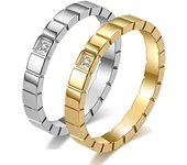 VQYSKO Zircon Checkered Couple Ring Striped Geometric Ring For Wedding Anniversary Valentine's Day Gift Give To Her