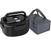 2 en 1 Fiambrera Eléctrica Calentable Coche+Hogar 220V 1.5L 60W Fiambrera Portátil de Acero Inoxidable Bento Lunchbox Contenedor de Comida Bento Box, a prueba de fugas, calefacción para el almuerzo, microondas para camioneros