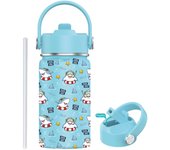PORCHEDDU Botella Termo de Agua para Niños de Acero Inoxidable 350ml (20 Diseños) mantiene El Frio y el color- Térmica Reutilizable | Sin BPA | Keeps 24H Frio / 12H Caliente | Termo y Hermética - Doble Pantalla a Prueba de Fugas (TK350 1099 F6 D7)