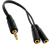 Cable Separador de Jack 3.5mm Macho a 2 Hembras para Auriculares Altavoces Negro