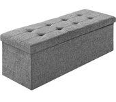 Tectake - Banco-arcón plegable con compartimiento de almacenaje rectangular 110 x 38 x 38 cm, Asiento estable, Plegable y compacto, Mucho espacio de almacenamiento en el interior