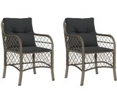 vidaXL Sillones de jardín con cojines 2 uds ratán sintético gris
