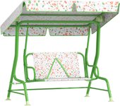 AIYAPLAY Columpio de Jardín Exterior para Niños de +3 Años Balancín de Jardín Exterior de 2 Plazas con Toldo Ajustable Arnés de Seguridad y Estampados Bonitos 112x75x120 cm