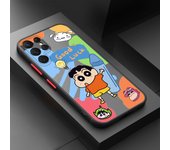 Crayon Shin-chan Cute Cartoon For Samsung Galaxy S24 S23 S22 S21 S20 Ultra Plus FE Note 20 5G Frosted Translucent Phone Case