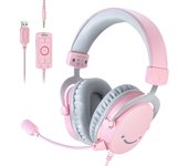 FIFINE USB Gaming Headset with 7.1 Surround Sound/3.5mm Jack/Microphone,Over-Ear Wired Headphone for PC PS4/5 Xbox Ampligame H9W