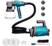 Tilswall Shark Pulverizador de Pintura de 800W, con Manguera de Aire de 2.5m/8.2FT, 3 Tamaños de Boquillas, 3 Patrones de Pulverización, Velocidad Máxima de 1200ml/min, Potencia Mejorada, Diseño Flexible, Para DIY en Casa