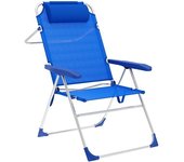 Marbueno Silla Plegable 5 Posiciones Aluminio con Cojin Azul Playa y Piscina 67X66X99 cm 10247