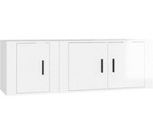 Mueble TV combinadoSet de muebles de TV 2 pzas madera contrachapada blanco brillo
