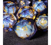 7PCS Sharp Resin Dice Set Liquid Core Dice & Sharp Edge Role Playing Games Dice,Gold foil resin dice