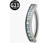 1PC G23 Titanium Navel Piercing Fire Opal Simple Belly Button Ring  Cz Reverse Curved Glossy Snap Belly Piercing Body Jewelry