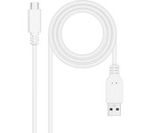 Nanocable - Cable USB 3.1, Gen2 10 Gbps 3A, tipo USB-C/M-A/M, Blanco, 0.5 m 10.01.4000-W