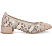 Hispanitas Bailarina de Puerto en piel beige y Malla animal print SHV253992